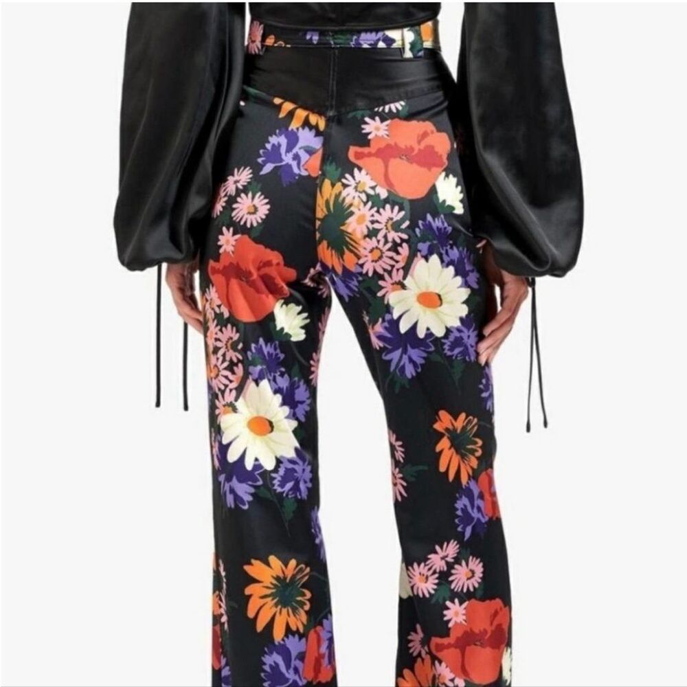 Staud Austin Floral Satin Pant - Picture 2 of 11